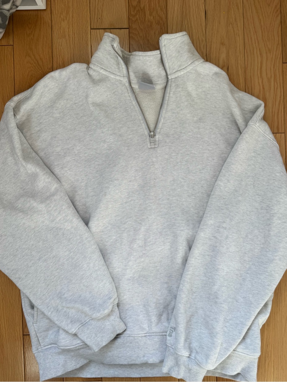 Aritzia Tna Cozy Fleece Light Grey Mega 1/4 Zip Pullover